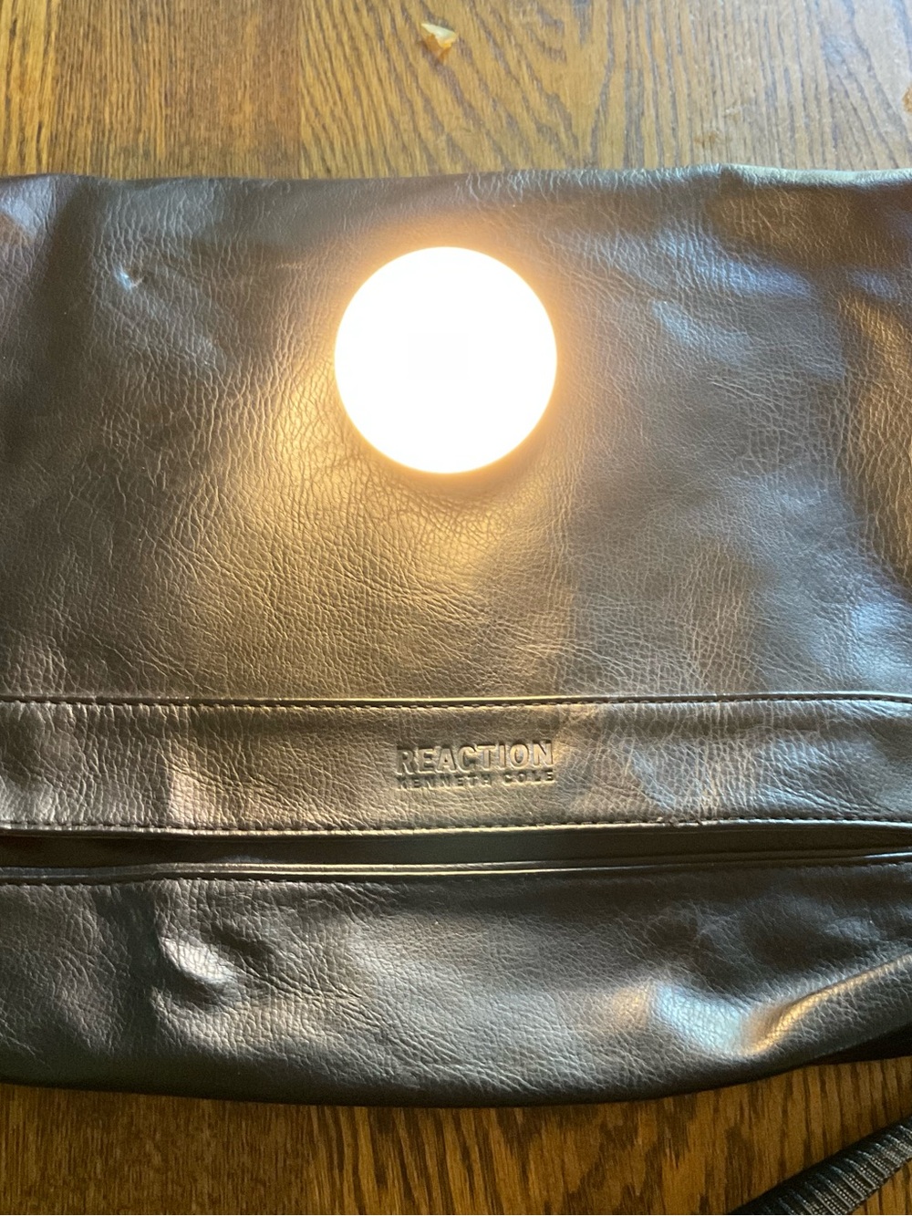 Kenneth Cole Reaction Black Leather Flap Messenger Bag